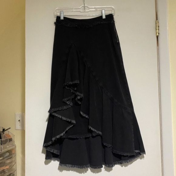 zara assymetrical denim midi skirt - Picture 2 of 6